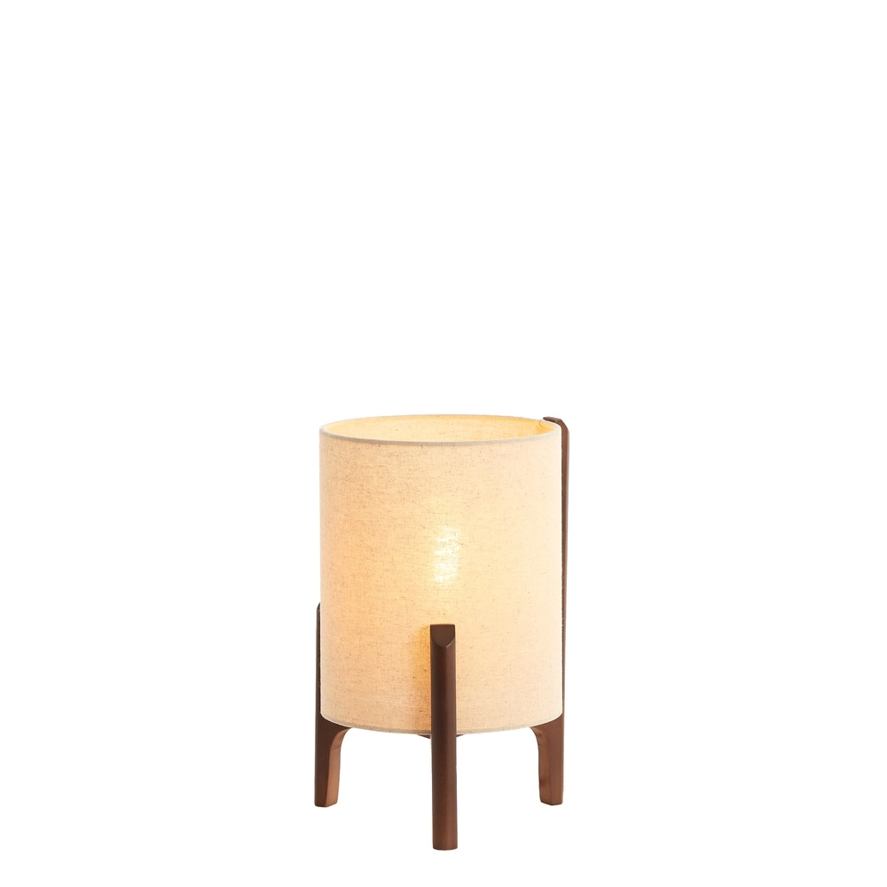 Schemerlamp Litto Ø 22cm - walnoot met naturel linnen Light & Living 8717807792671