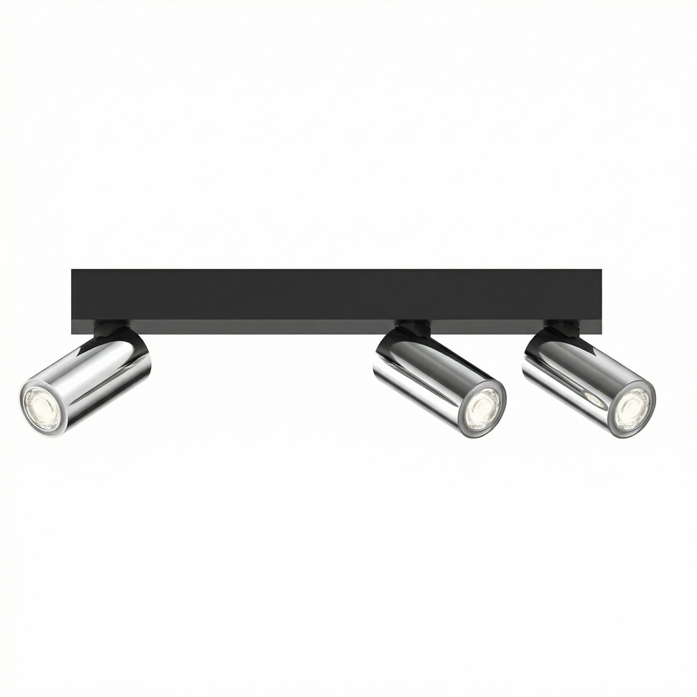 3-lichts opbouwspot Tevo Mini zwart met chroom