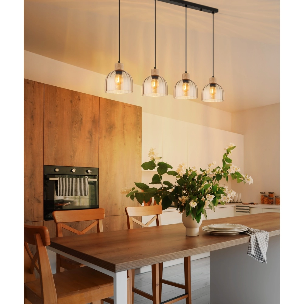 4-lichts hanglamp Swanson zwart Globo 9007371583652