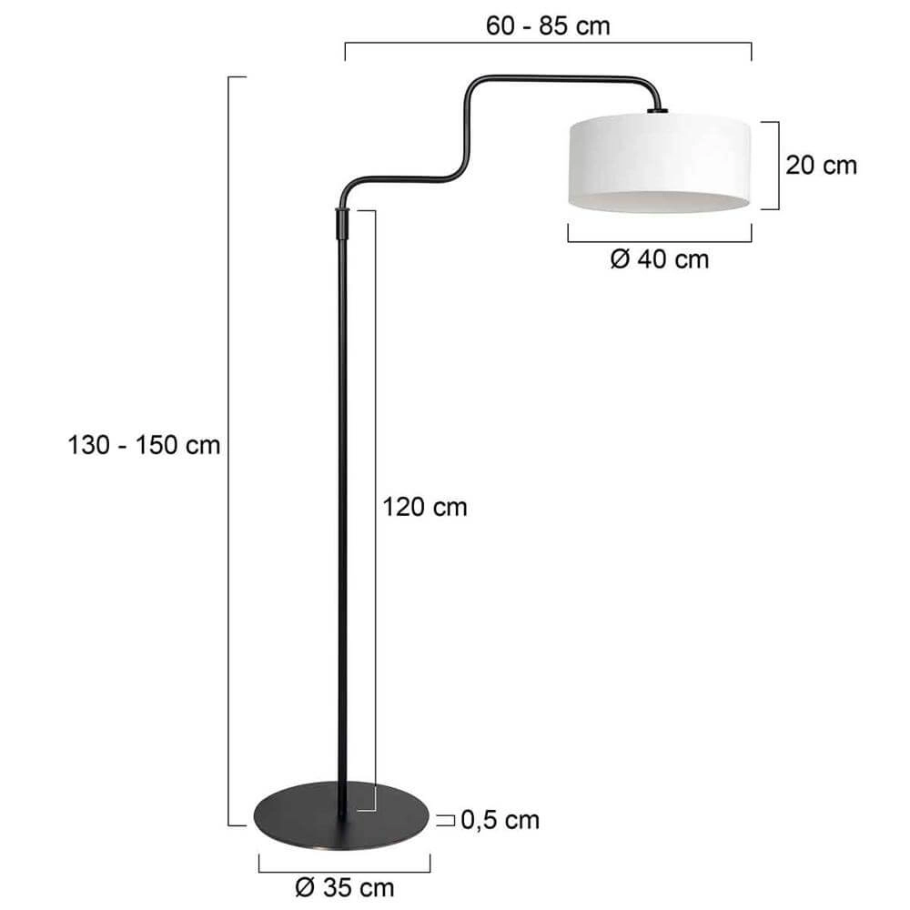 Vloerlamp Bloeba zwart met kap wit Steinhauer 8712746176964