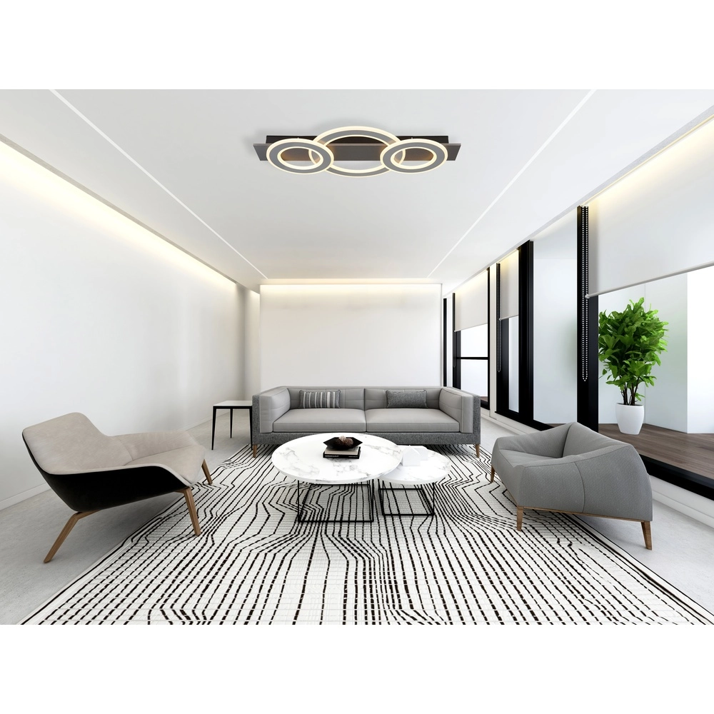 Design plafondlamp Jayden antraciet 3 ringen Globo 9007371456055
