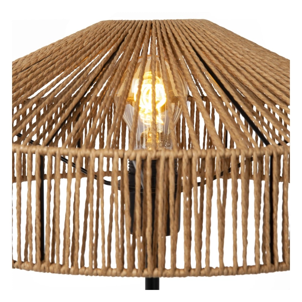 Tafellamp Yunkai Ø 40cm zwart met rotan Lucide 5411212105721