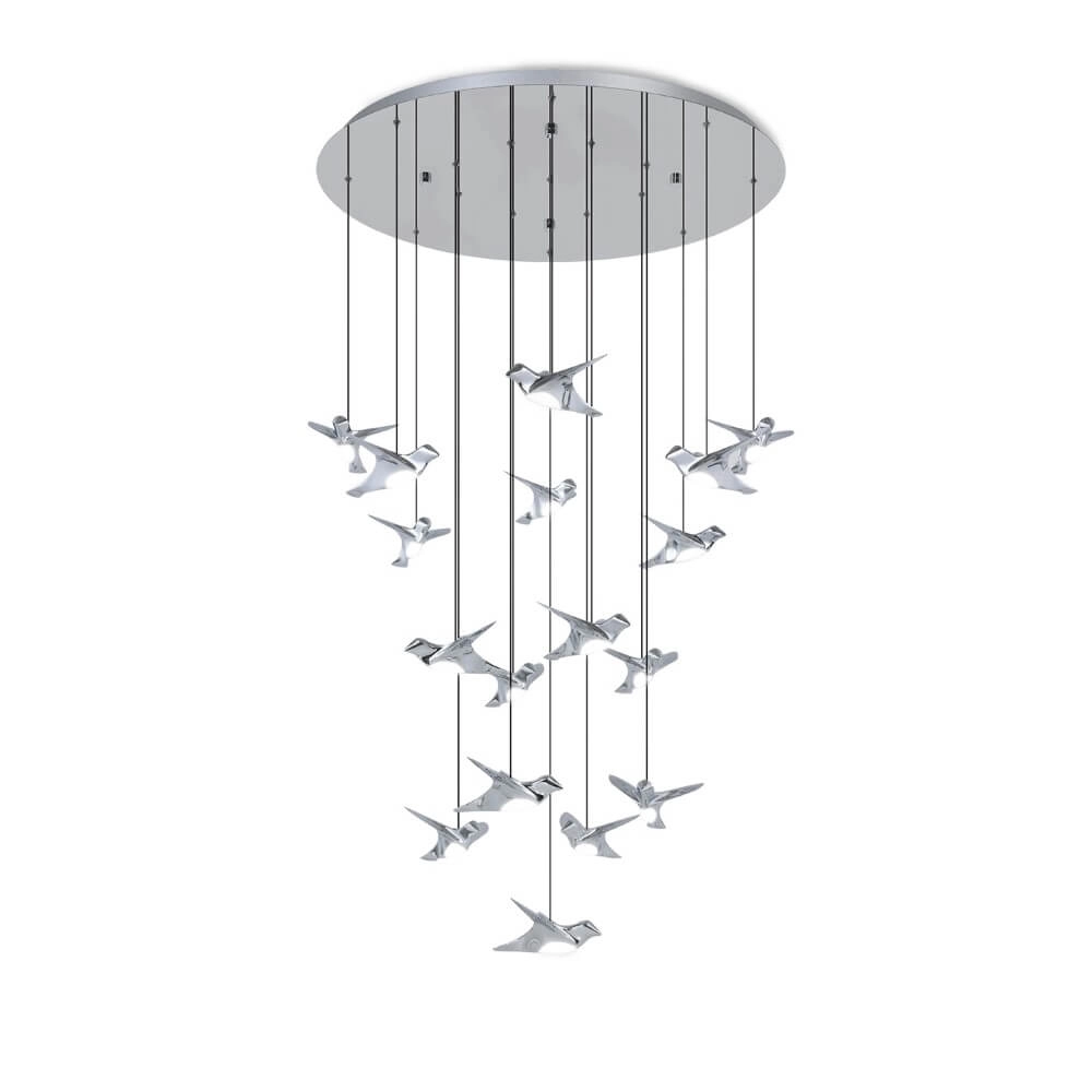 17-lichts hanglamp Paratebueno 1 chroom rond