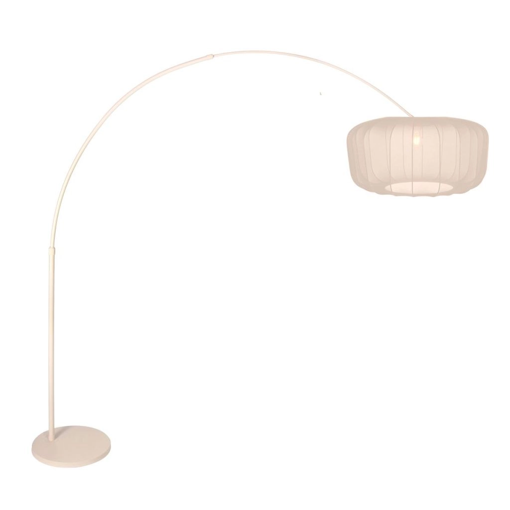 Booglamp zandbruin Vela Lino met crème kap Ø60cm