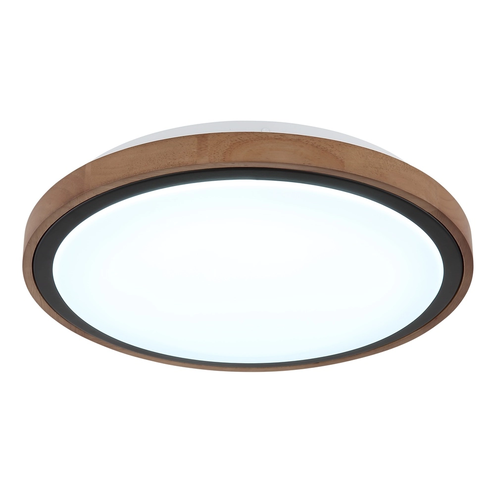 Plafondlamp Bruno Ø 36cm zwart met hout Globo 9007371474592