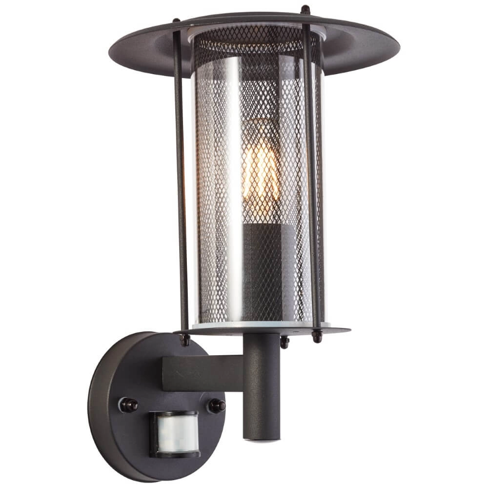 Zwarte buitenlamp Detroit met sensor