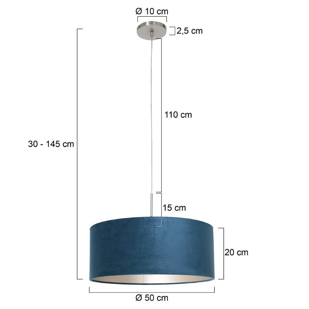 Hanglamp Sparkled met blauw velvet Steinhauer 8712746147353