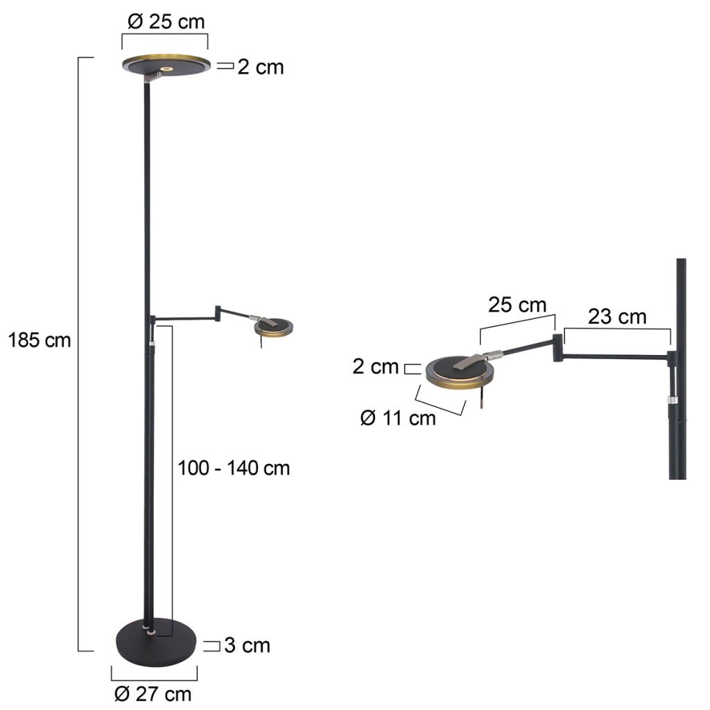 Moderne leeslamp Turound zwart Steinhauer 8712746132106