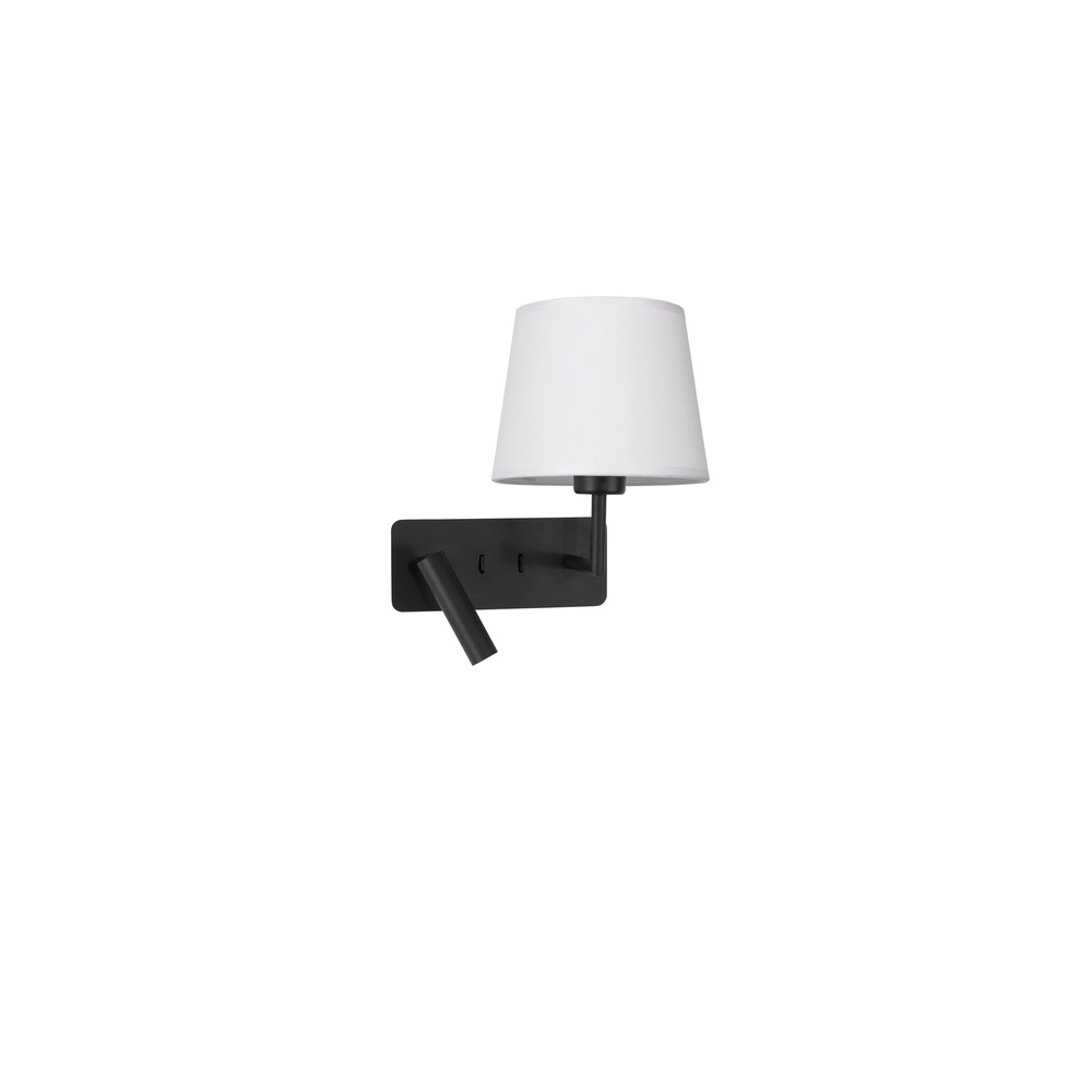 Wandlamp Savona zwart met witte kap Lyora 5212017430175