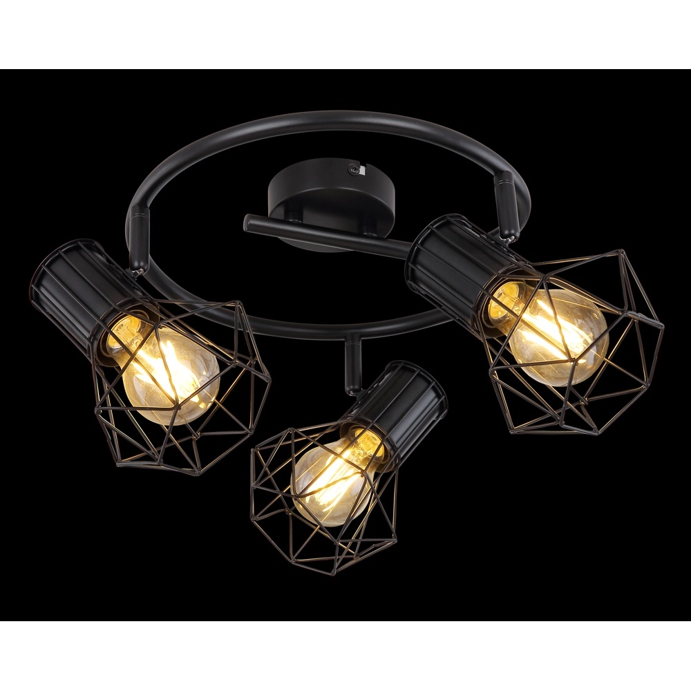 Ronde plafondlamp Priska 3-lichts zwart Globo 9007371403172