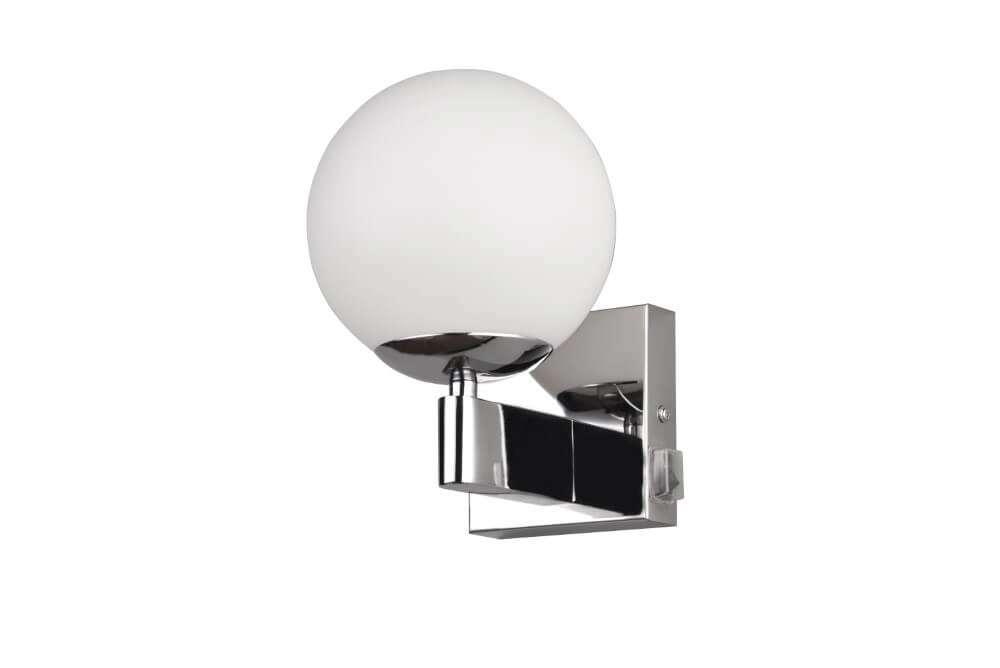 Wandlamp Kula chroom armatuur met wit glas