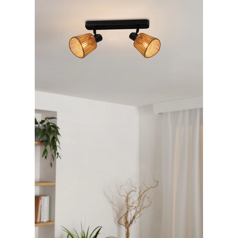 Plafondlamp Keelby rotan 2-lichts Eglo 9008606359639