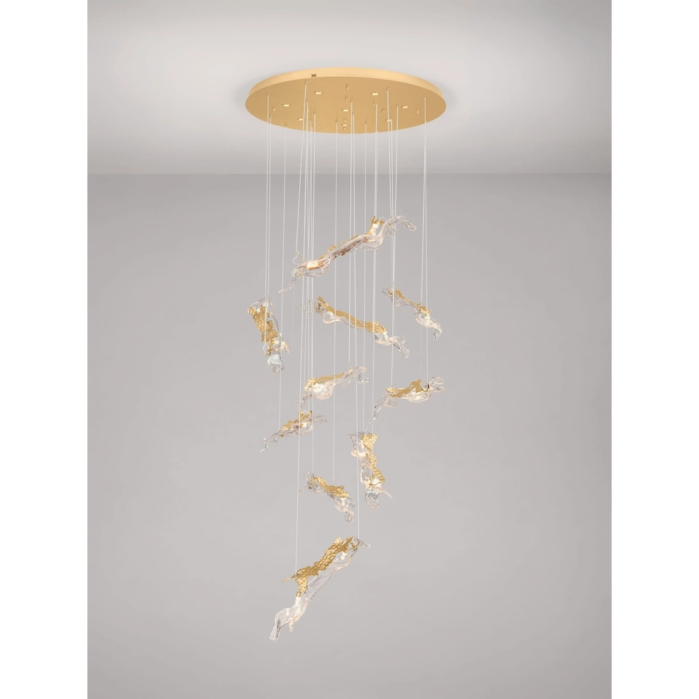 Gouden hanglamp Avesa met helder glas Ø 100cm Lyora 5212063500440