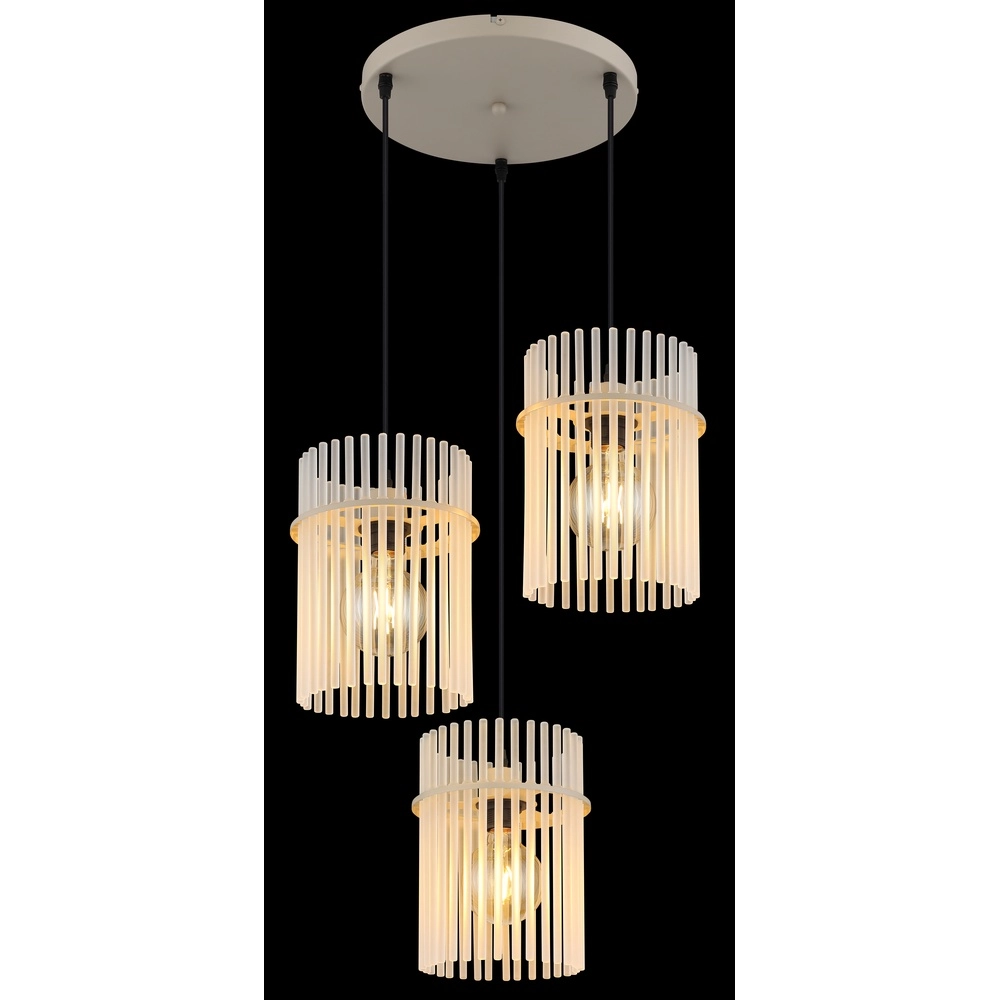 3-lichts hanglamp Gorley zand bruin met glas rond Globo 9007371569717
