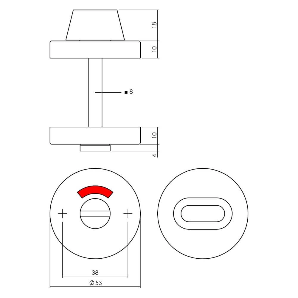 WC-sluiting Tira rond messing Ø 53mm Intersteel 8714186696989