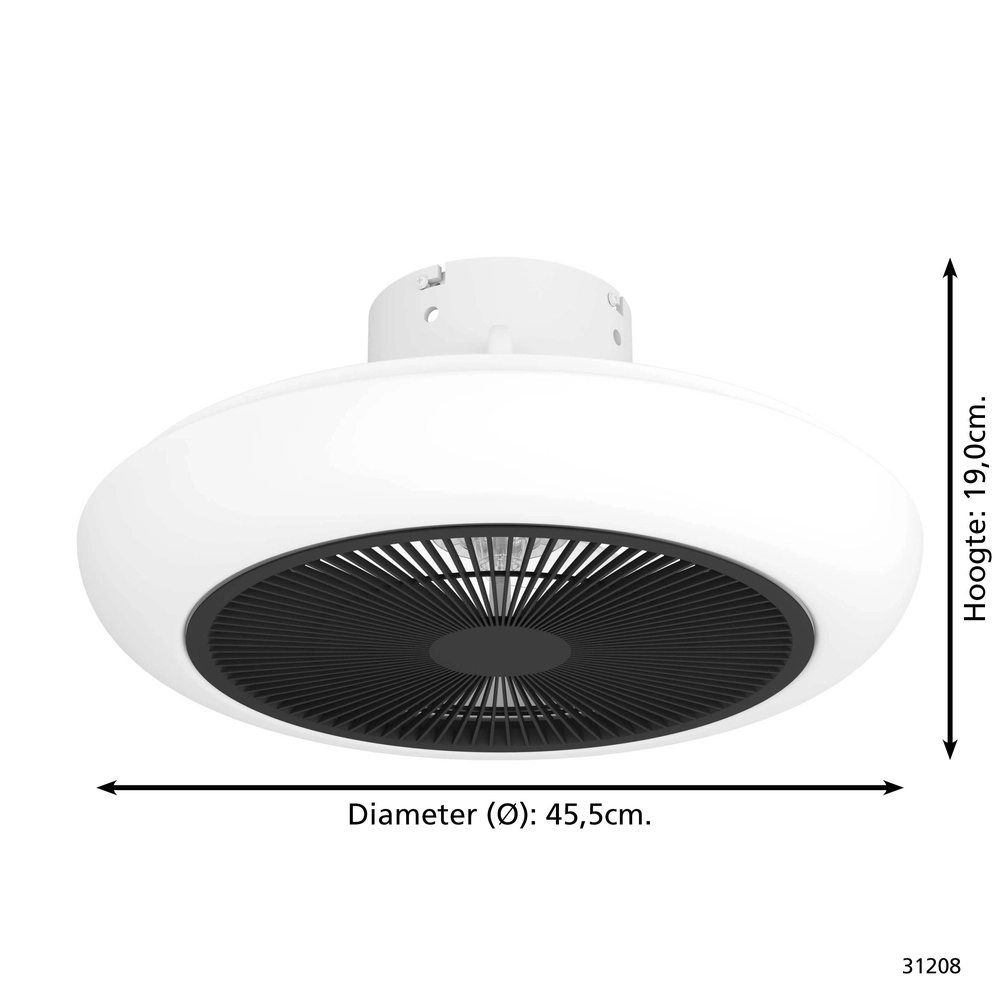 Design plafondventilator Sayulita wit met zwart Eglo 9002759312084