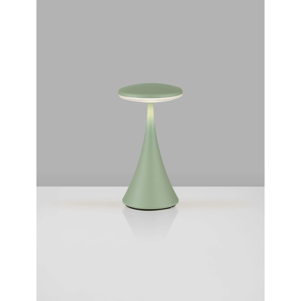 Tafellamp Elbo olijfgroen met USB Lyora 5212017476951