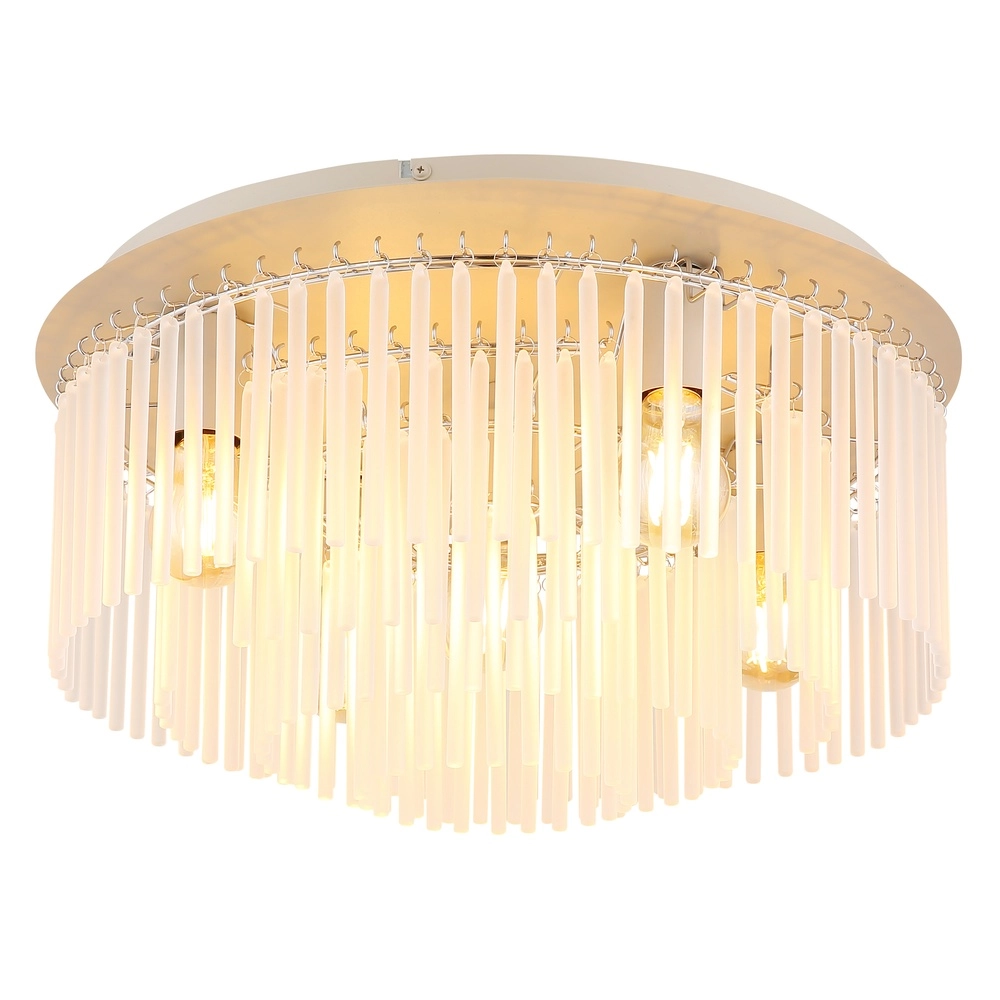Plafondlamp Gorley zand bruin met glas Ø 50cm