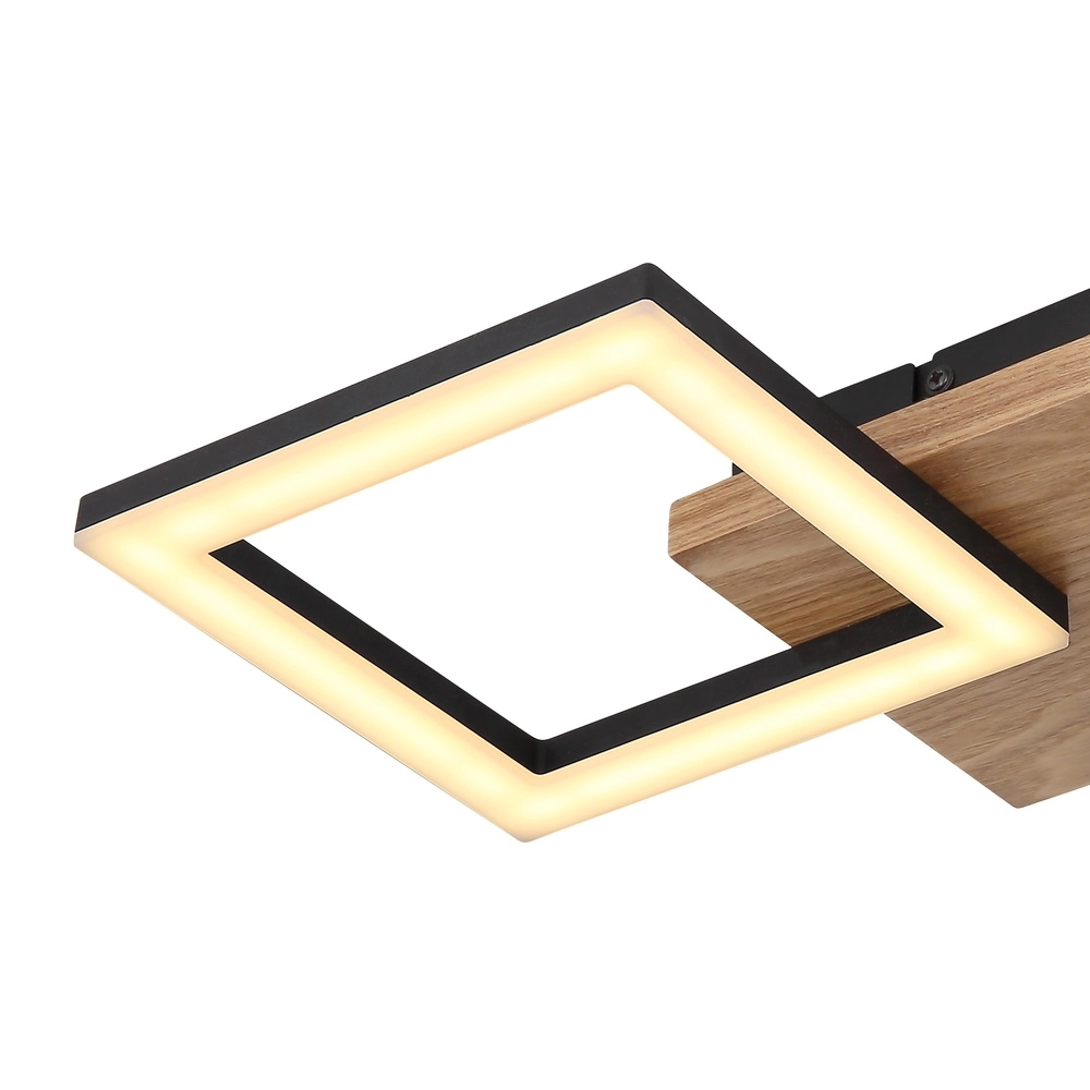 Design plafondlamp Kerry zwart met houtlook Globo 9007371440221