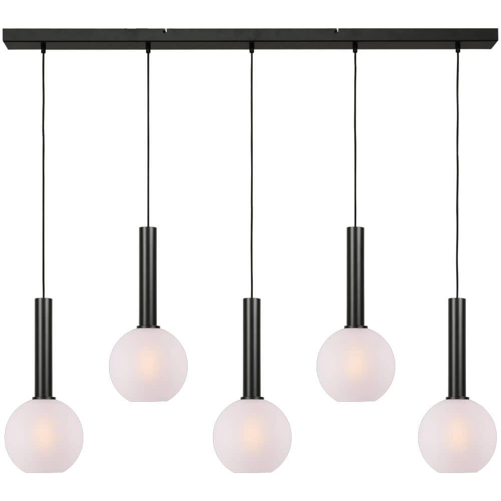 5-lichts hanglamp Bella 2 met wit glas