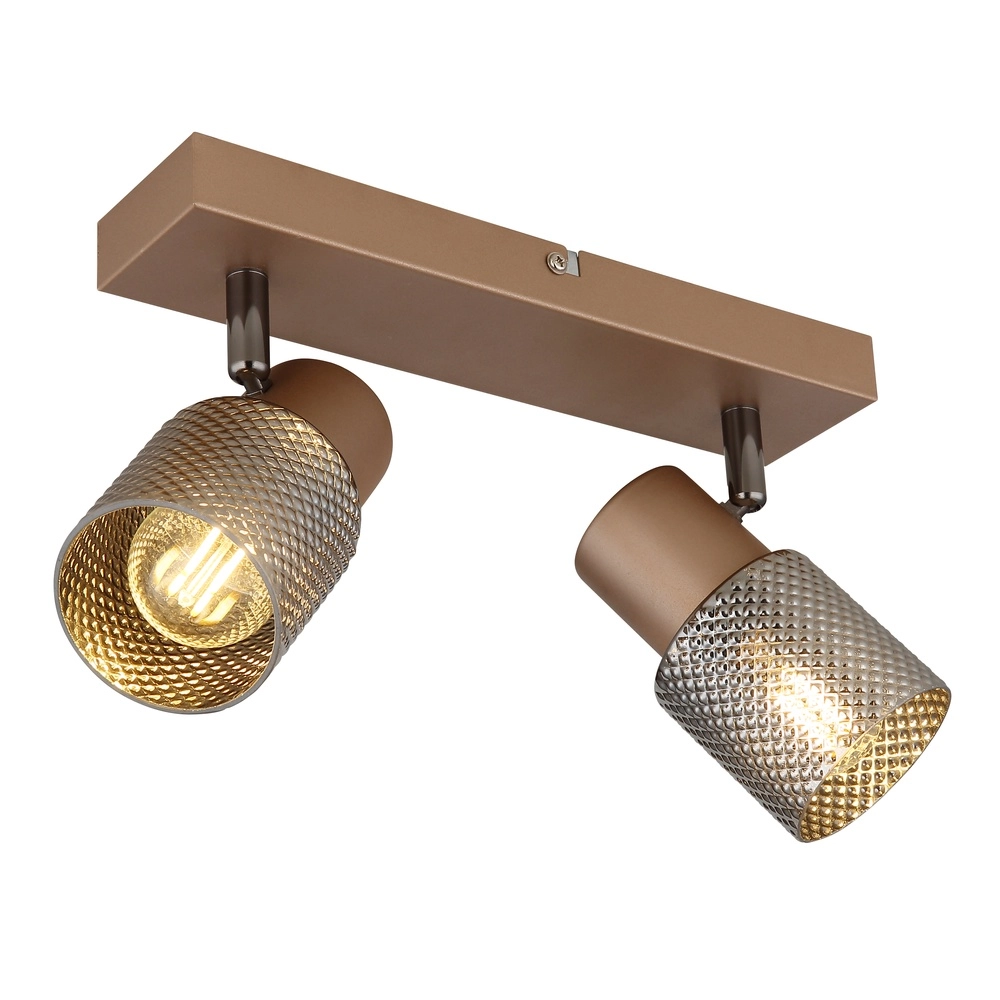 Plafondlamp Satella 2-lichts koffie bruin