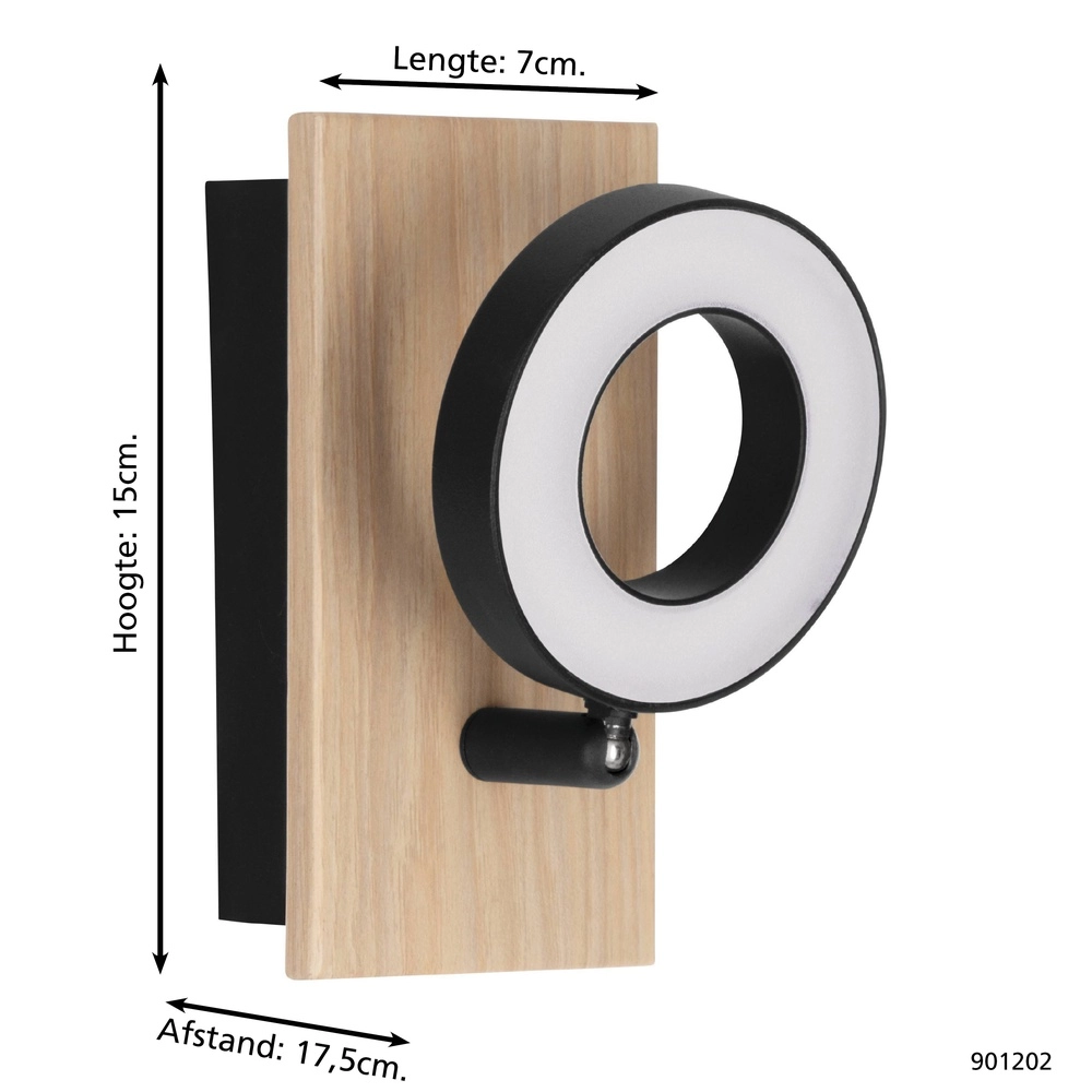Led wandlamp Rielves met hout Eglo 9008606313709