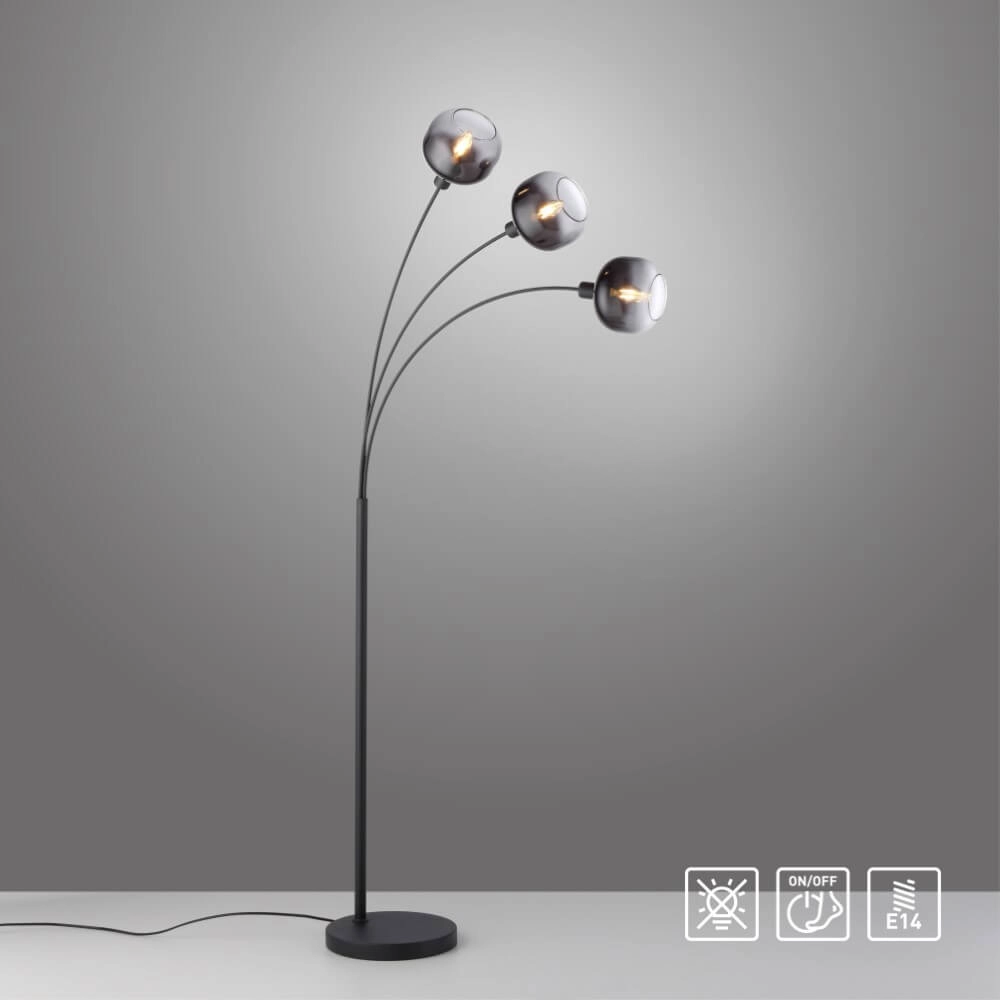 Zwarte vloerlamp Zea 3-lichts Just Light 4043689993764