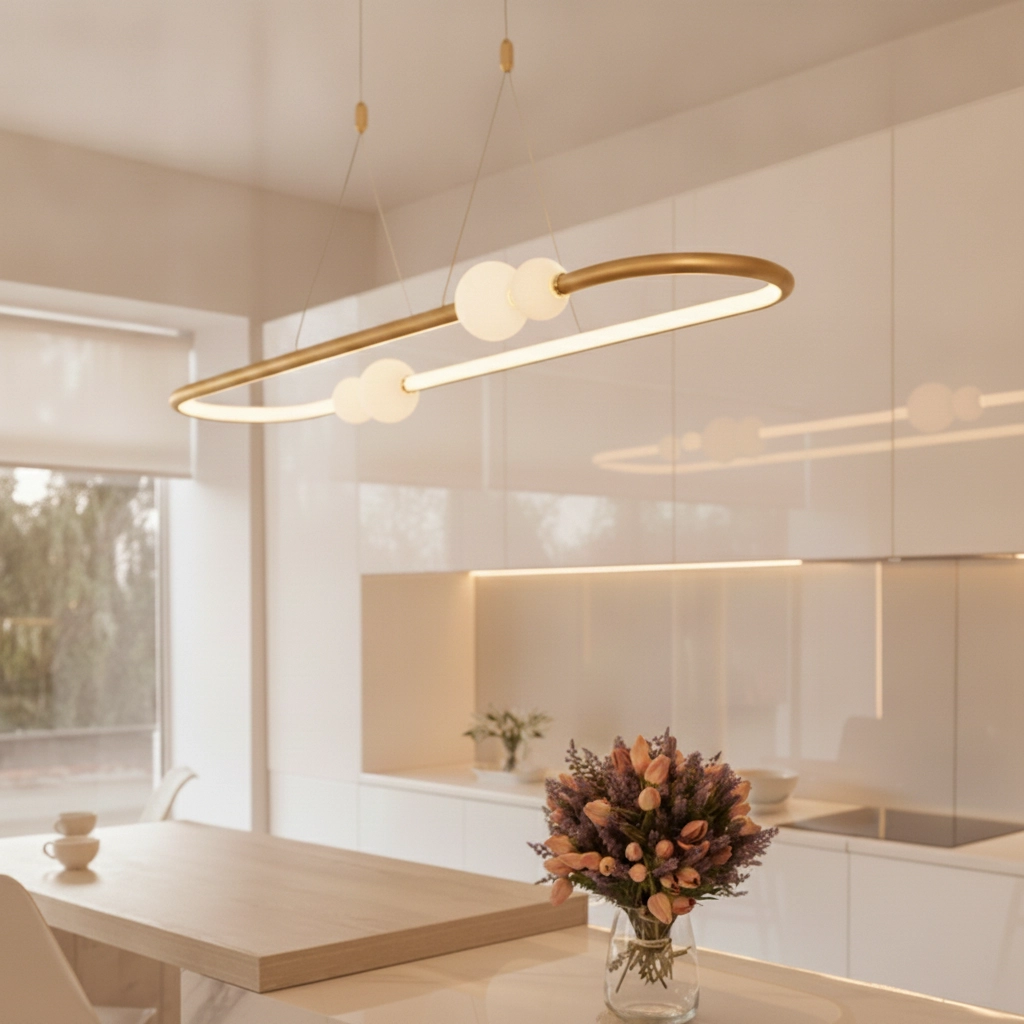 Hanglamp Celia goud met wit ovaal