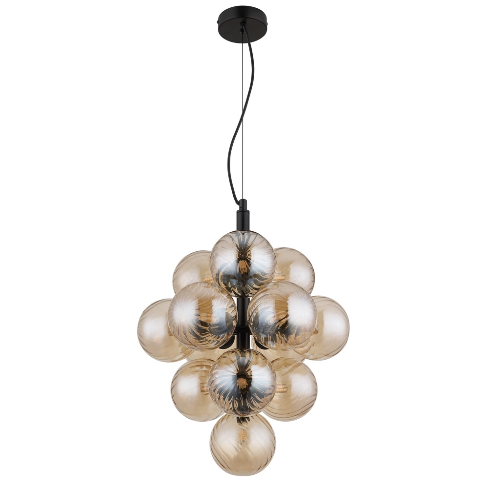 Zwarte hanglamp Conor met amber glas Globo 9007371509188