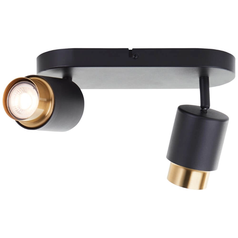 2-lichts opbouwspot Covelo zwart met goud Brilliant 4004353441356