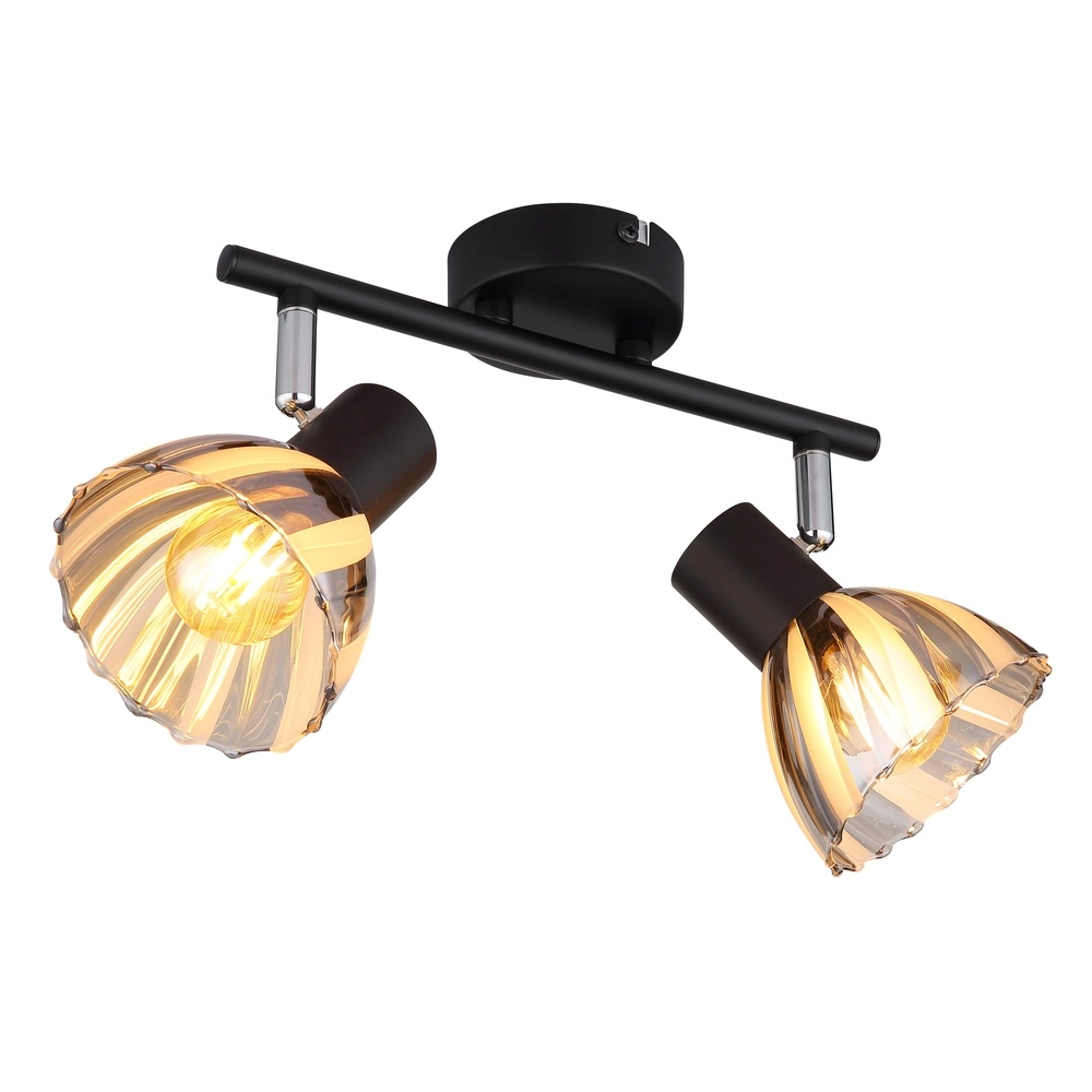 Plafondlamp 2-lichts Zachery zwart