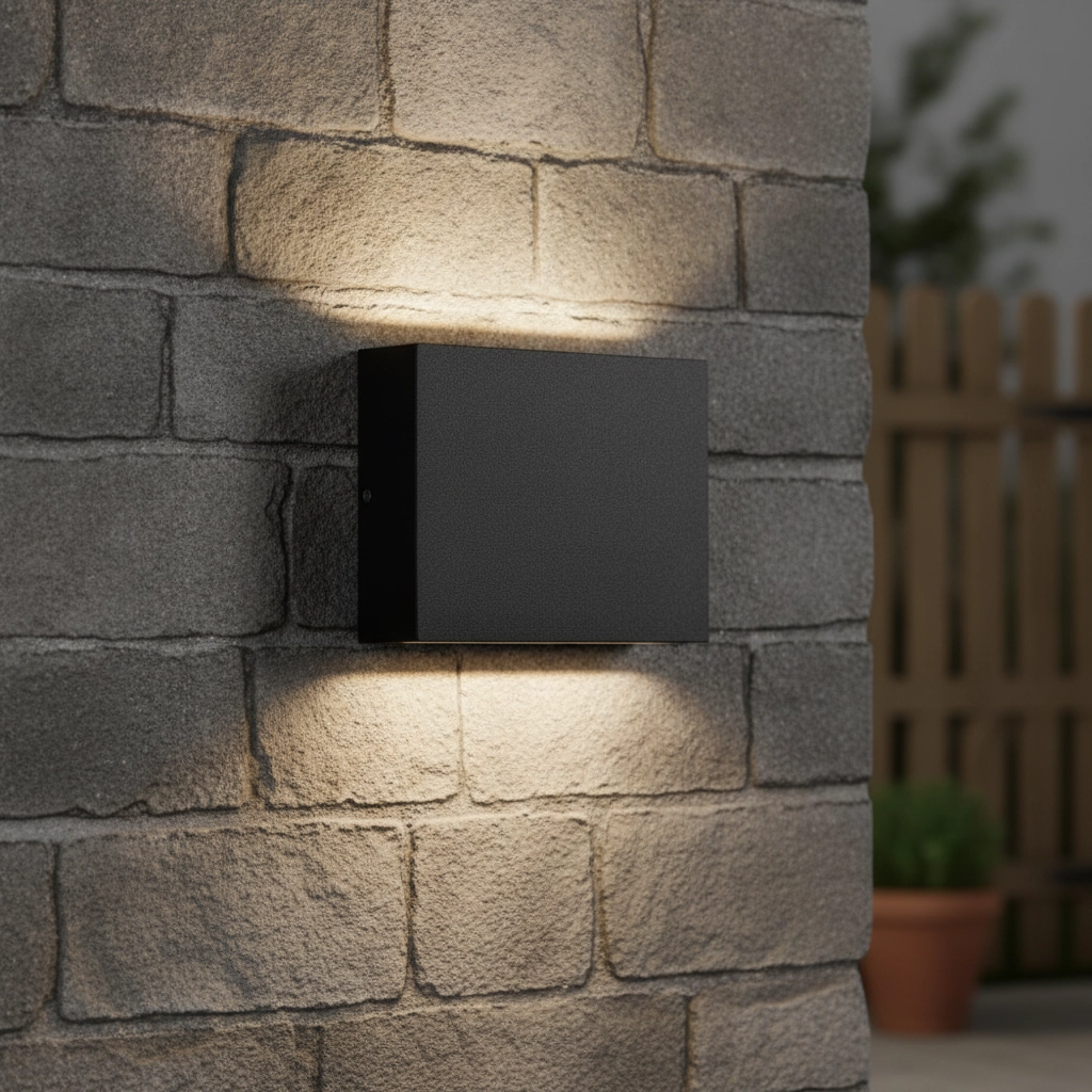 Strakke wandspot Tick up en downlighter zwart