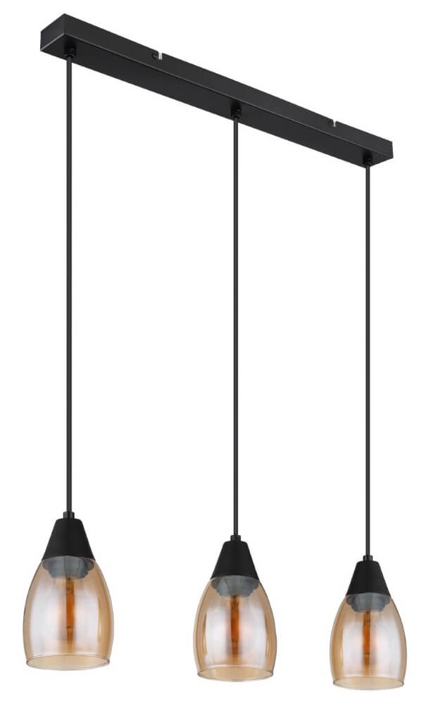 3-lichts hanglamp Reid amber glas Globo 9007371438730