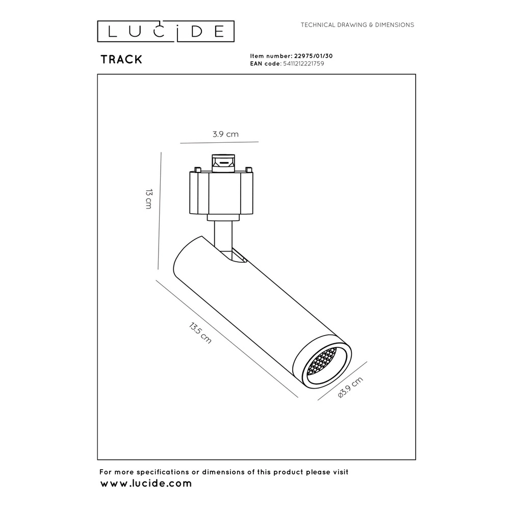 Railspot Track Grado 1-fase zwart Lucide 5411212221759