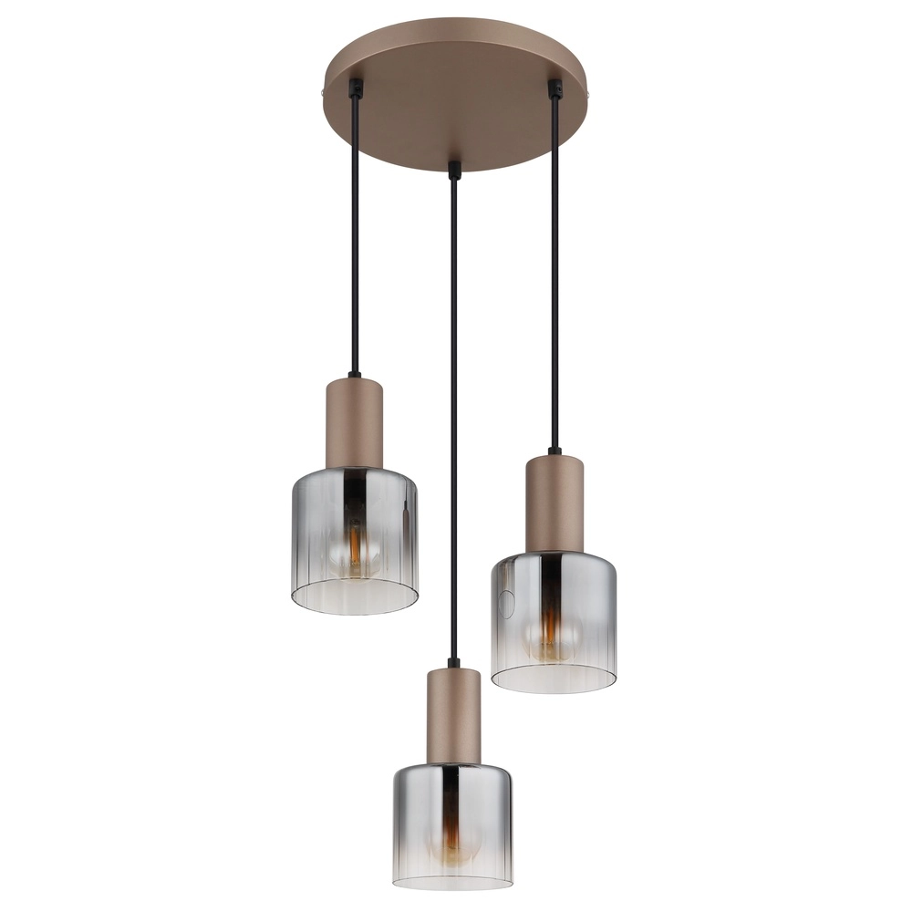 Hanglamp Walton 3-lichts koffie bruin Globo 9007371583188