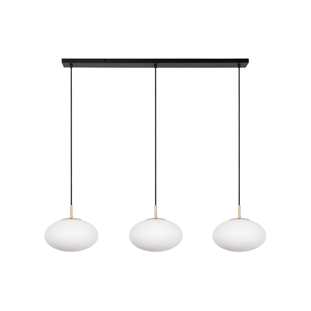 3-lichts hanglamp Elysee design zwart met opaal