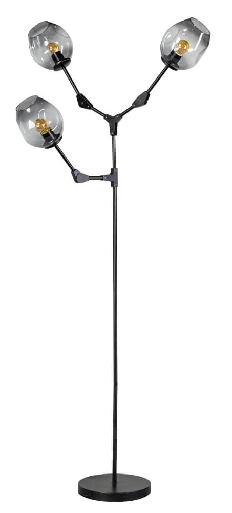 vloerlamp Lime 3-lichts zwart met smoke glas