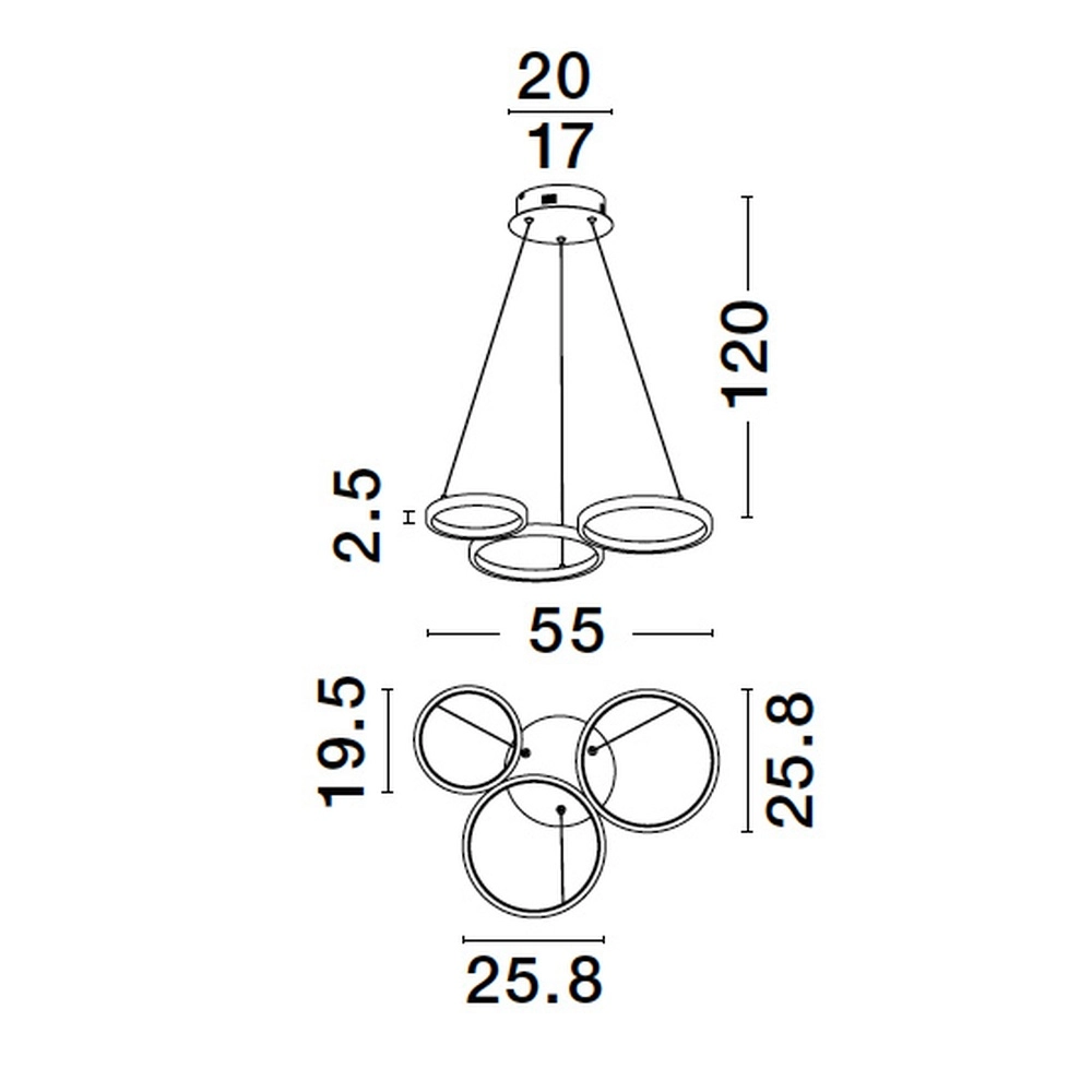 Moderne hanglamp Magnus zwart 55cm Lyora 5212017433169