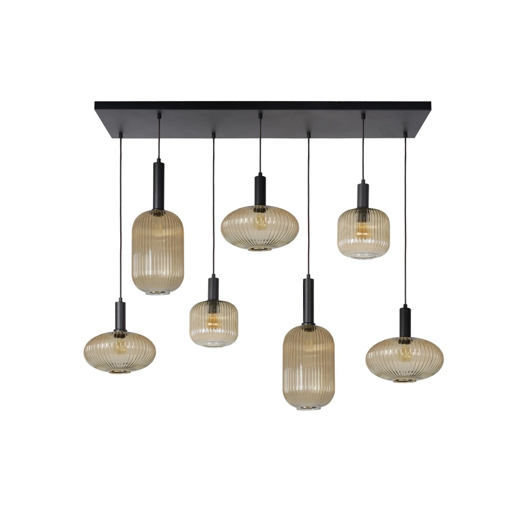 Hanglamp Maloto 7-lichts met amber glas