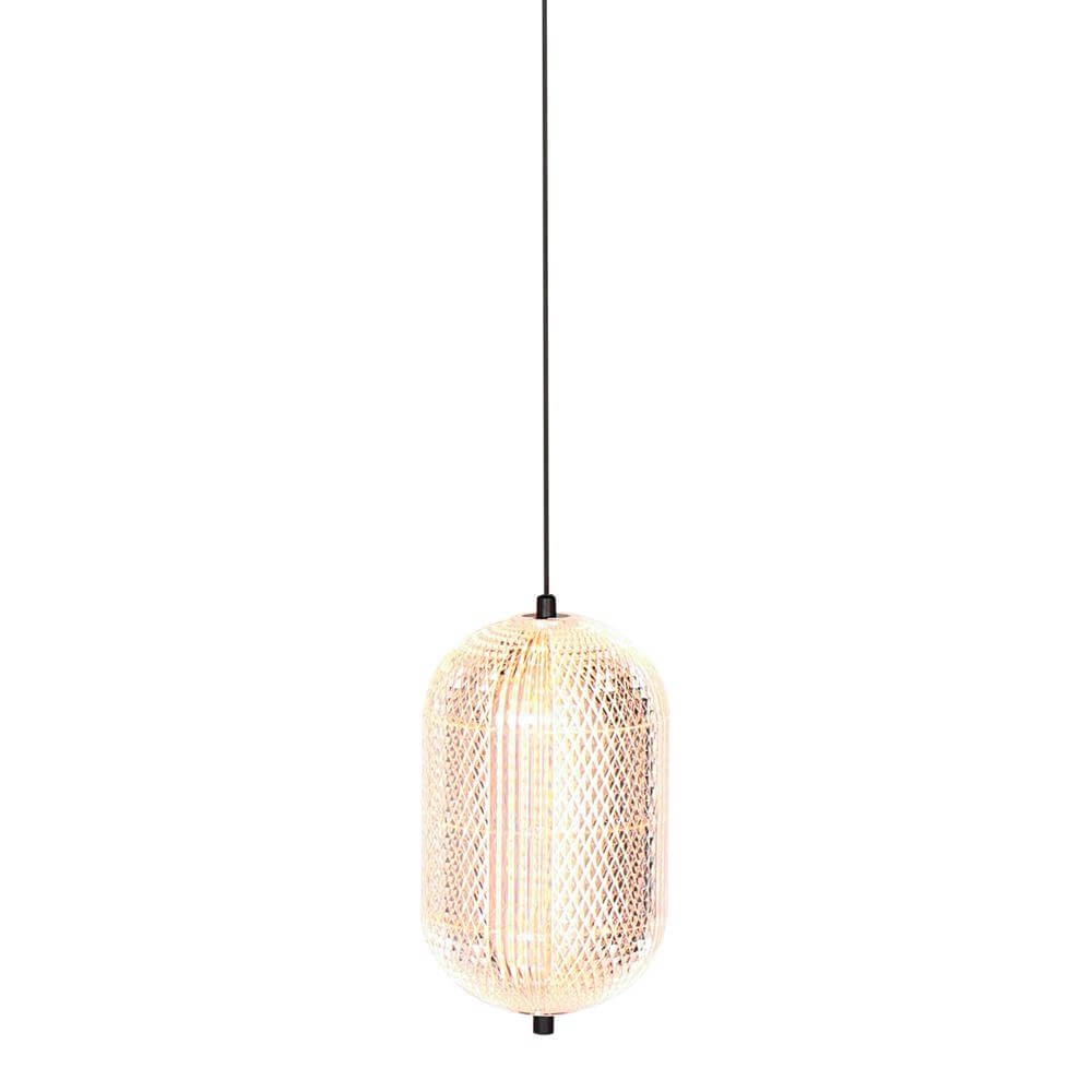 Hanglamp Geripu zwart met amber glas
