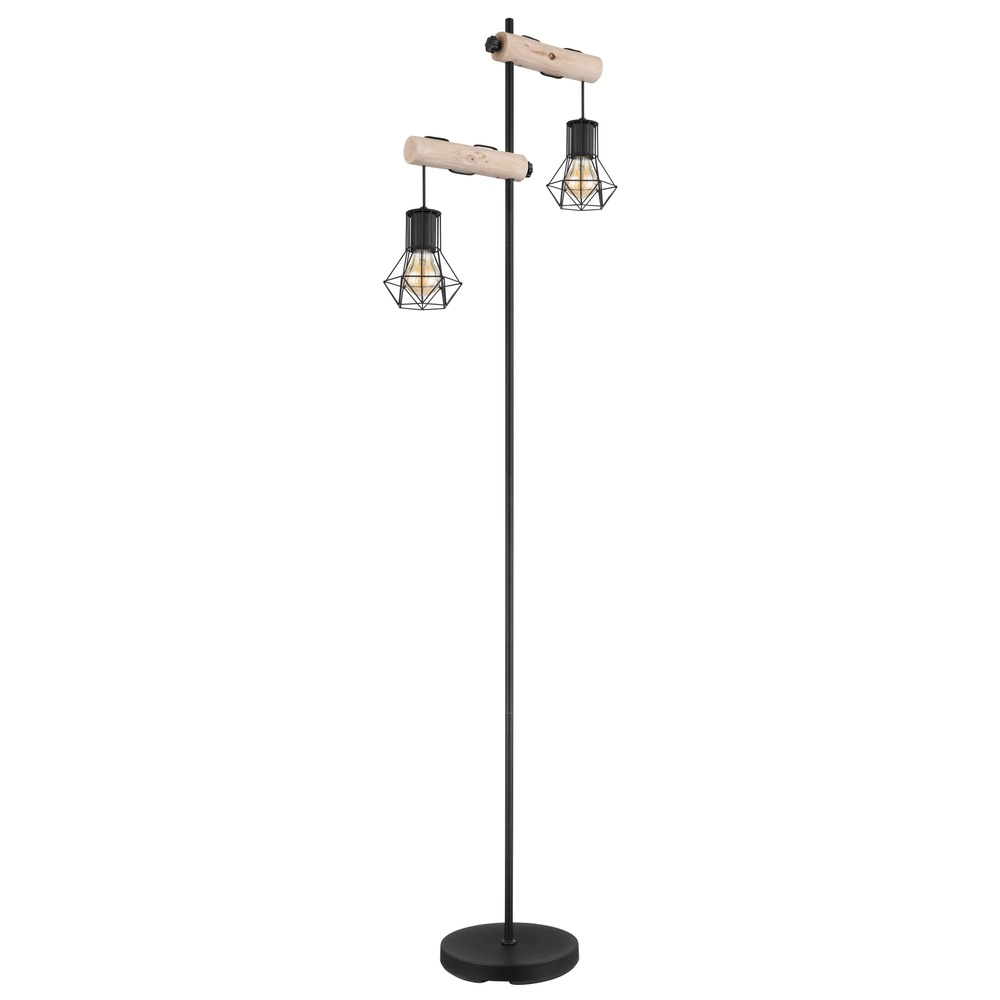 Vloerlamp Priska zwart met hout Globo 9007371443840