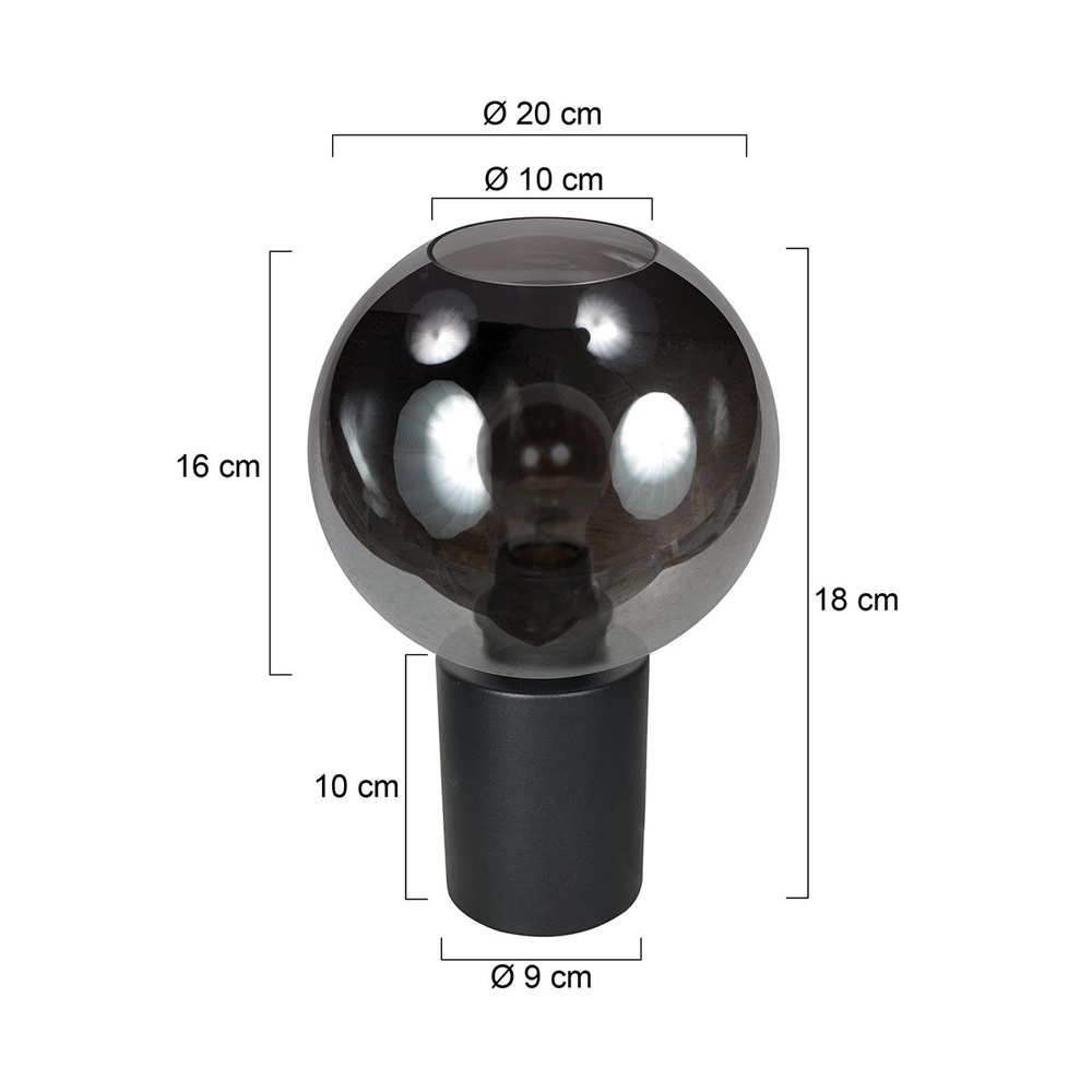 Tafellamp Bloeba bol smoke glas Ø 20cm Steinhauer 8712746181159