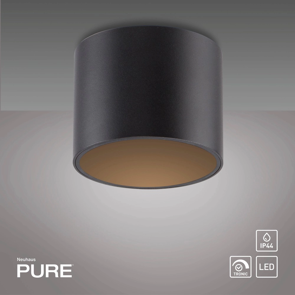 Plafond opbouwspot Pure Point Ø 11cm - black pearl Paul Neuhaus 4012248395646