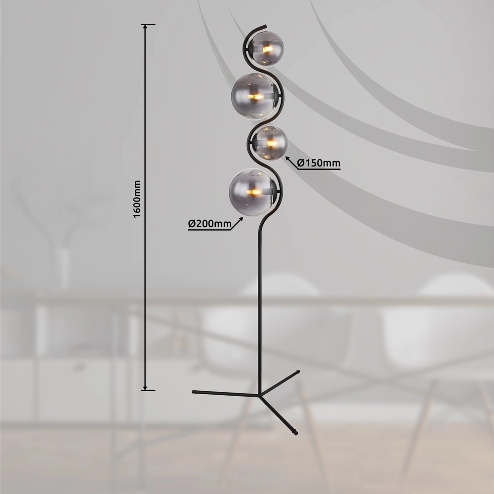 Moderne vloerlamp Porry 4-lichts zwart Globo 9007371431861
