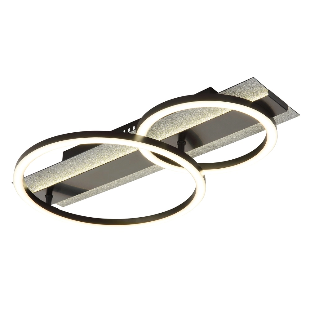 Zwarte plafondlamp Norberto 2 ringen