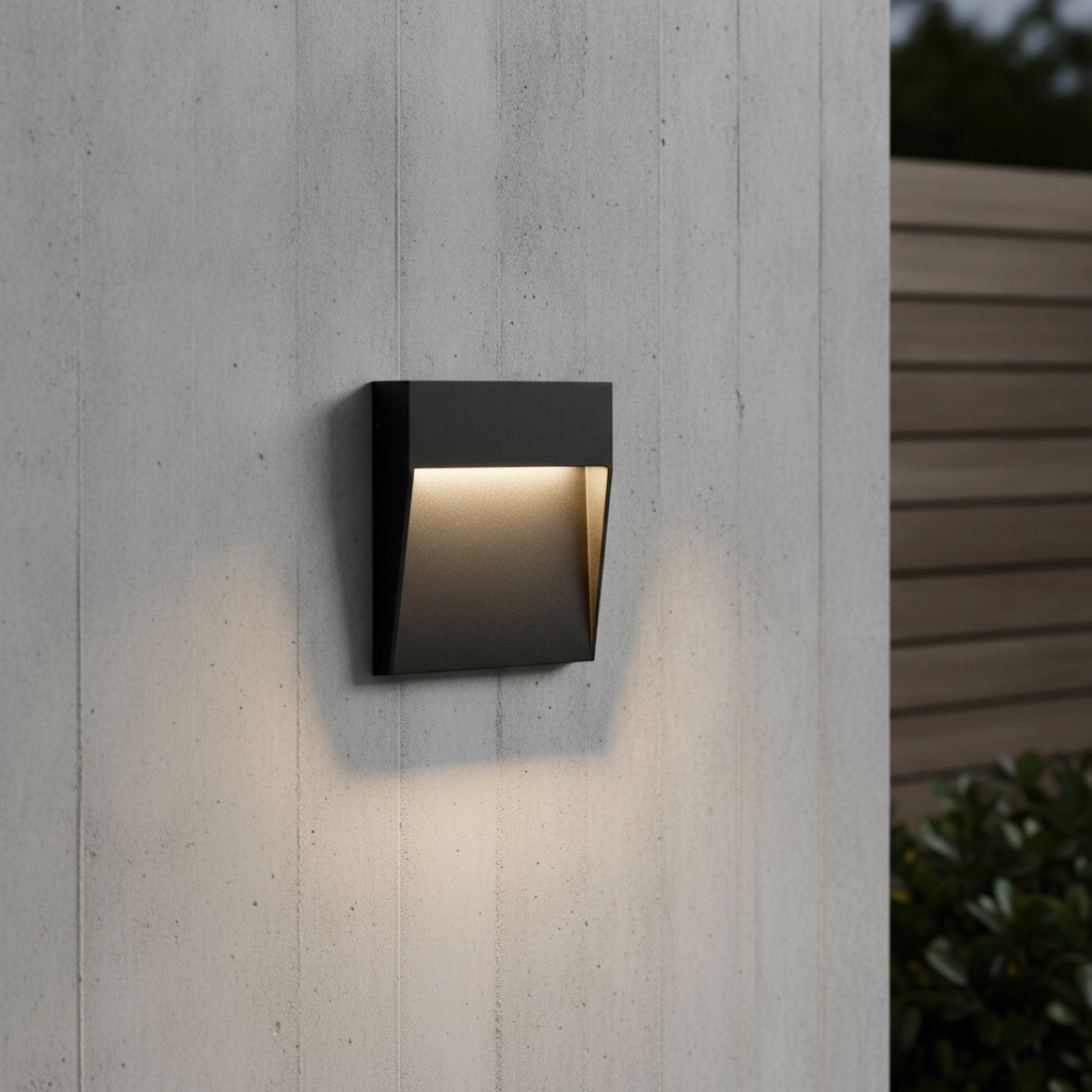 Vierkante wandlamp Fem zwart