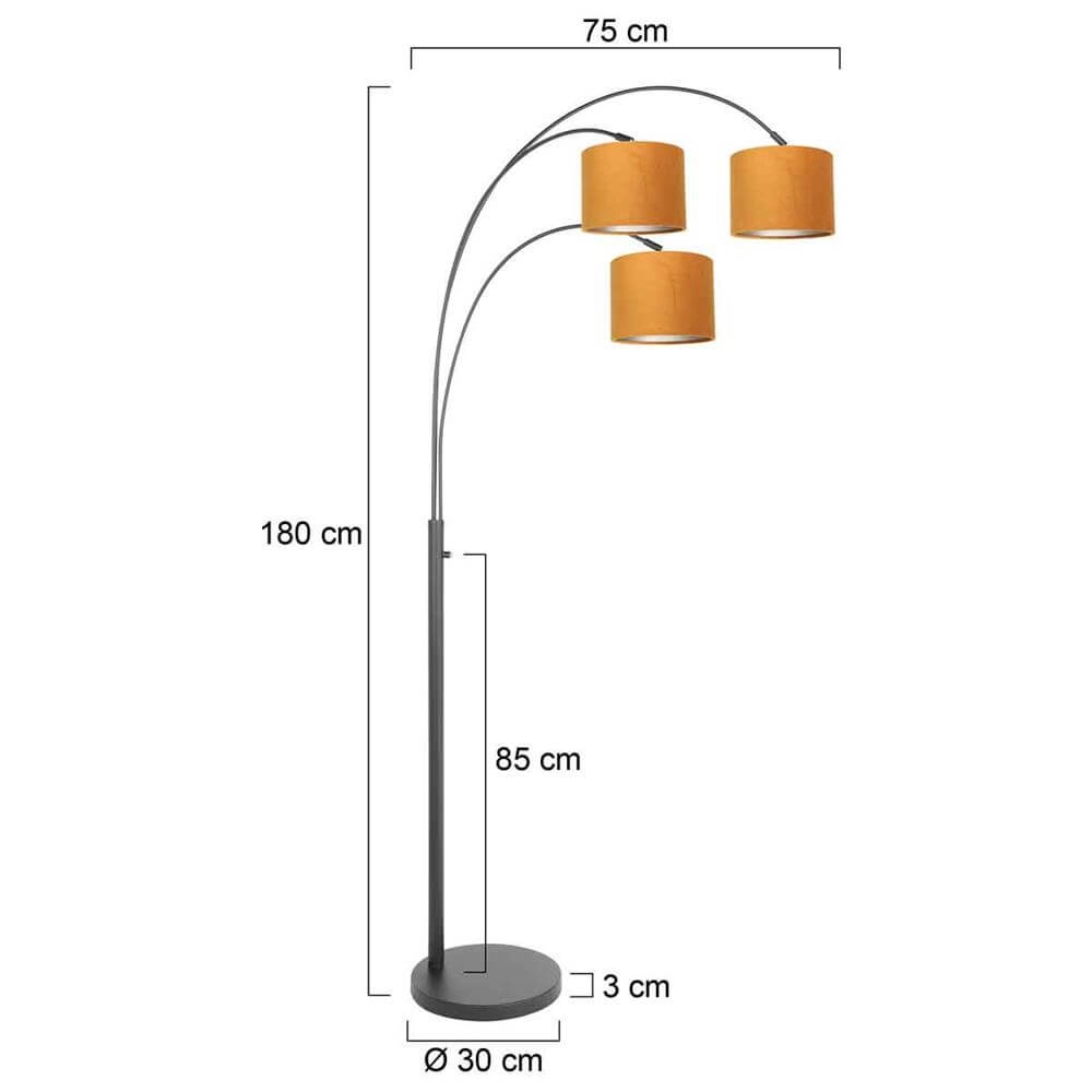 Vloerlamp Sparkled Light zwart met gouden kappen Steinhauer 8712746173581