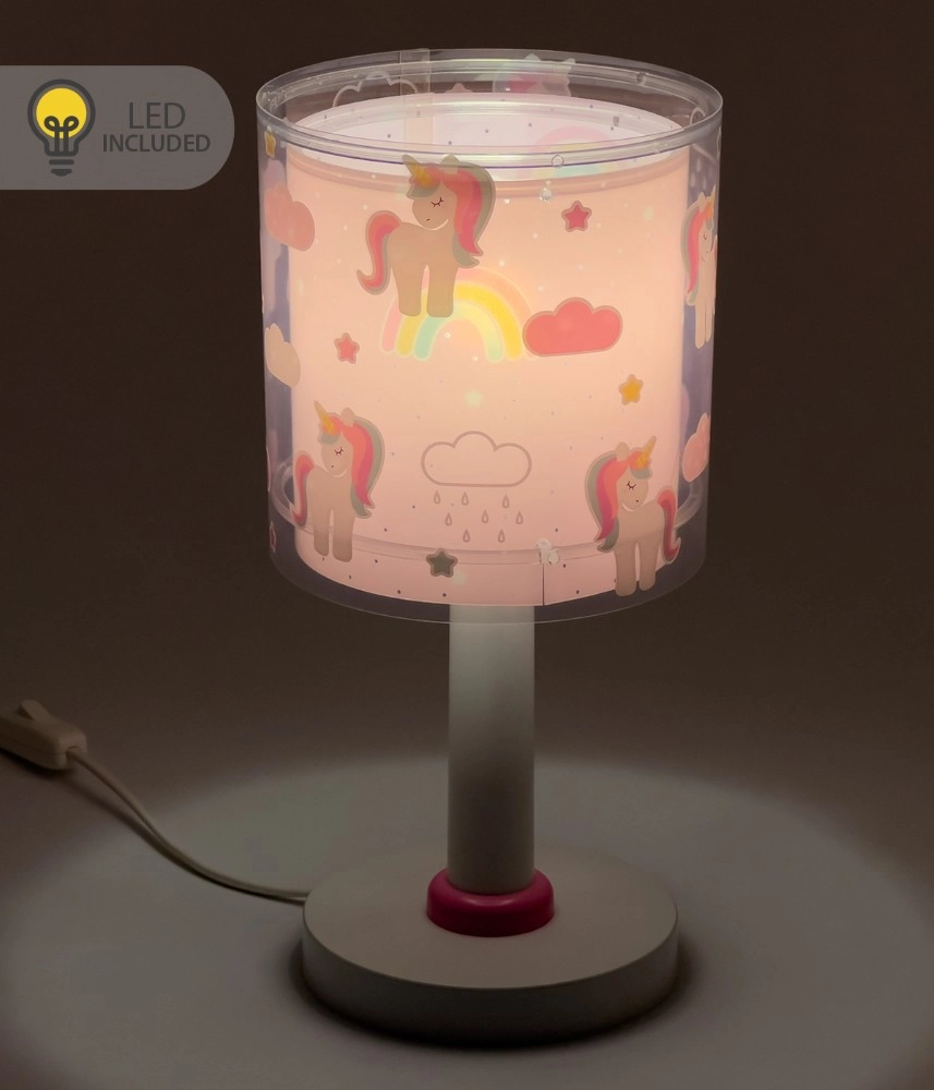 Tafellamp Unicorns roze voor kinderkamer Dalber 8420406002248