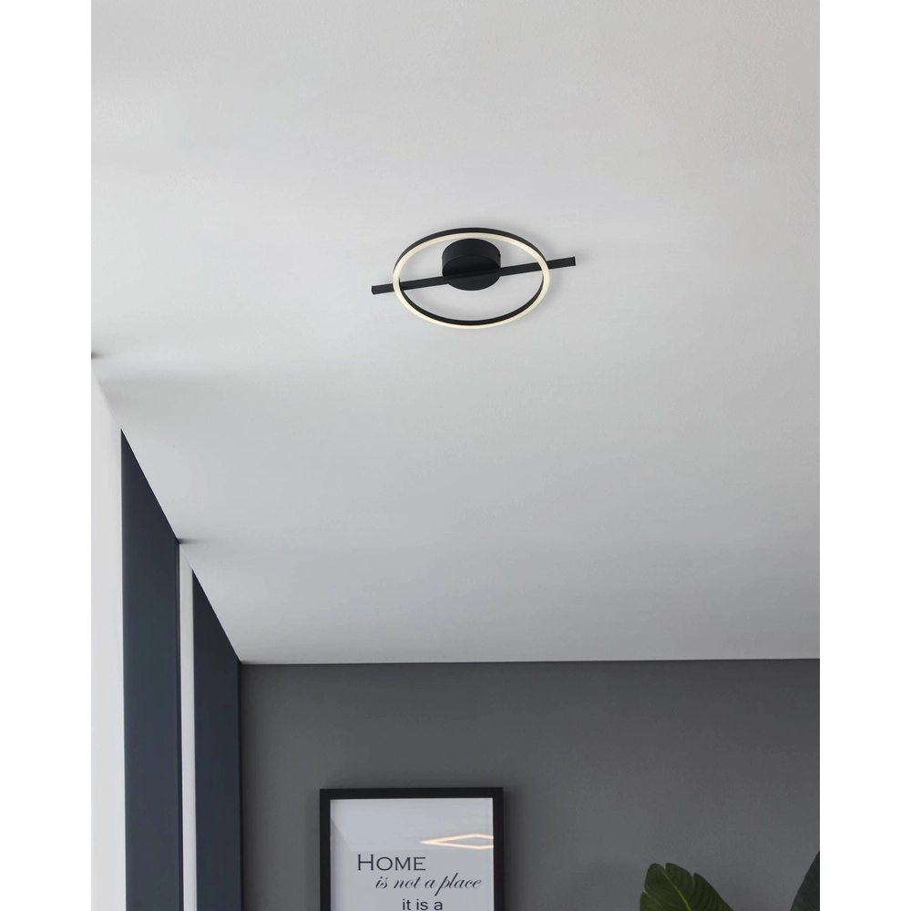 Led plafondlamp Amandolo met afstandsbediening - zwart - rond Eglo 9008606303915
