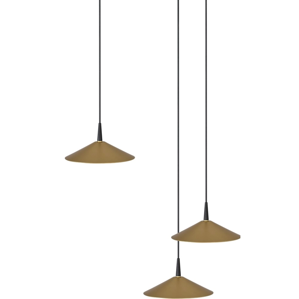 3-lichts hanglamp Ceppo zwart met goud Ø 18cm rond Masterlight 8718121358611